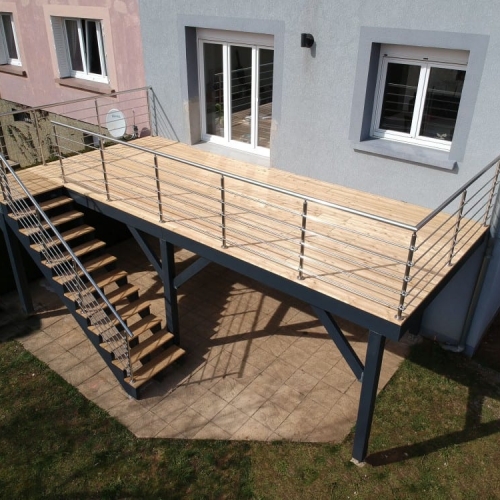 Tecnhome - Terrasse sur pilotis - Bois - Mélèze - 21m² - Fameck - Thionville - Metz - Moselle - Lorraine - Luxembourg