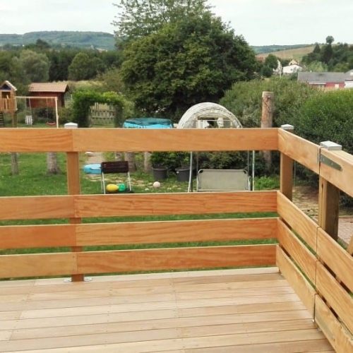 Tecnhome - Terrasse suspendue bois Exotique - Garapa - 30 m² - Hestroff - Moselle - Lorraine
