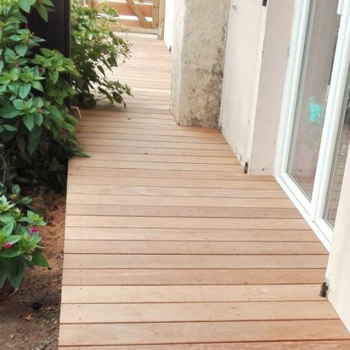 Tecnhome - Terrasse suspendue bois Exotique - Garapa - 30 m² - Hestroff - Moselle - Lorraine