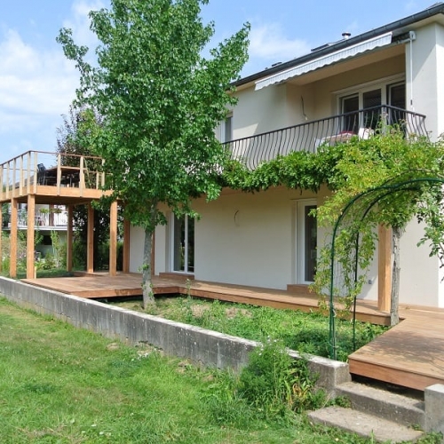 Tecnhome- Terrasse-sur pilotis- Bois Exotique Cumaru - 90m2 - Thionville - Moselle - Lorraine