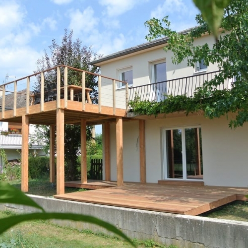 Tecnhome- Terrasse-sur pilotis- Bois Exotique Cumaru - 90m2 - Thionville - Moselle - Lorraine