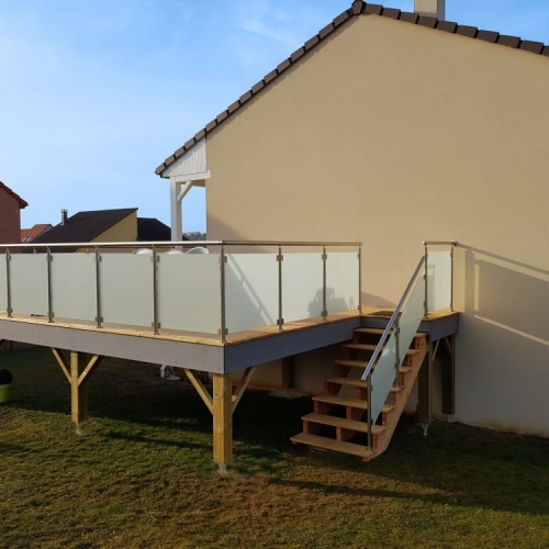 Tecnhome - Terrasse sur pilotis - Bois - Mélèze - 20m² - Mancieulles - Thionville - Metz - Moselle - Lorraine - Luxembourg